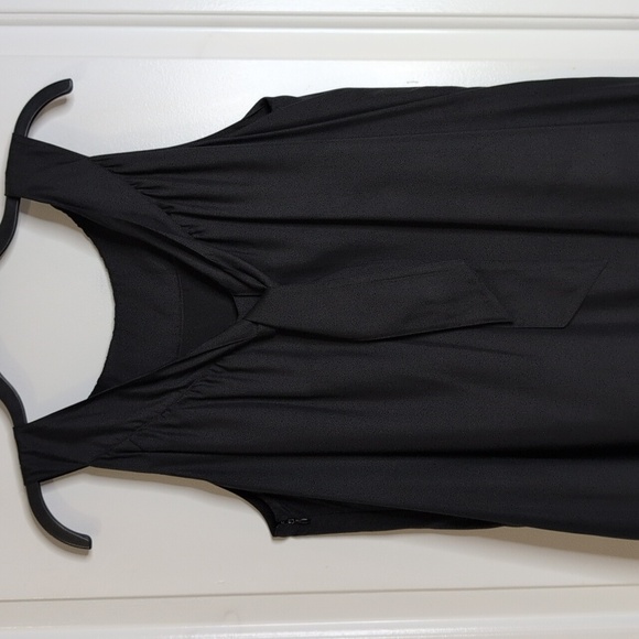 Ellen Tracy Silk Bubble Hem Sleeveless Tie Back Minimalist Dress Black 8 - Picture 7 of 12